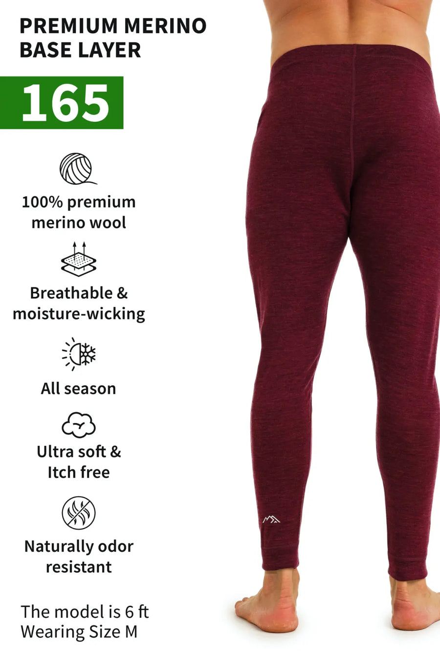 Men's Merino Pants 165 Burgundy