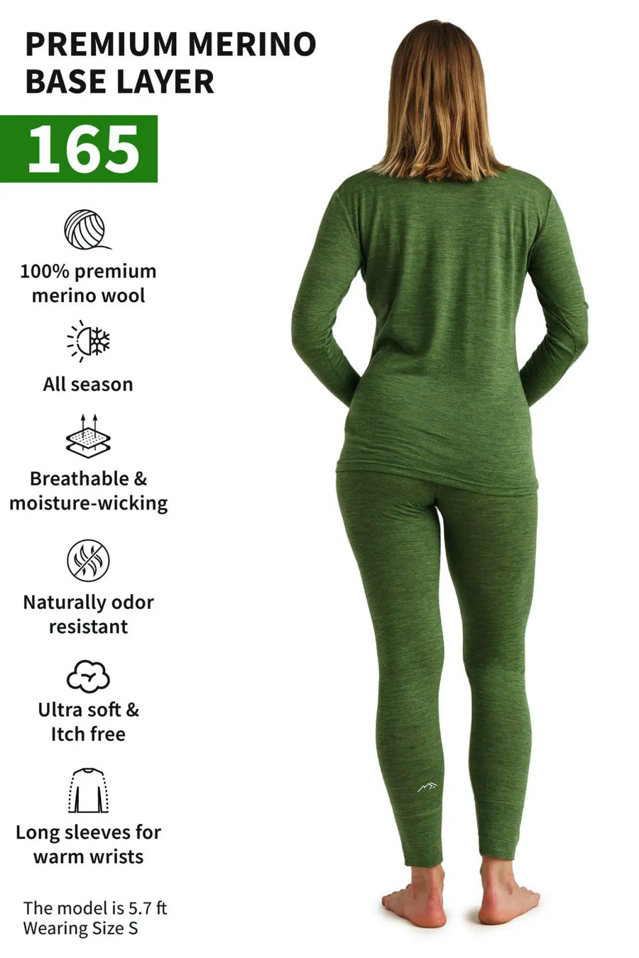 Women's Merino Thermal Set 165 Olive Green