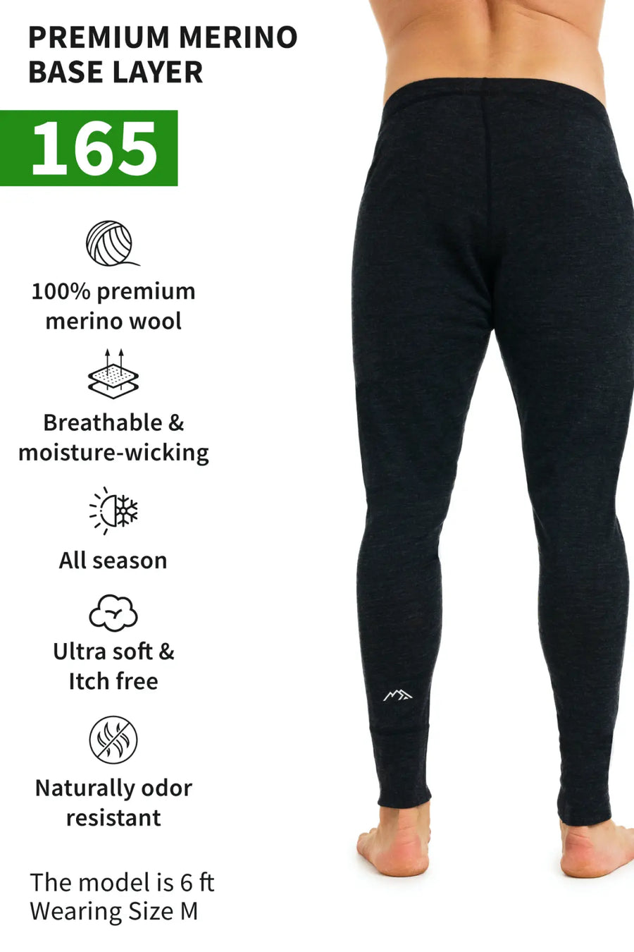 Pantalon Mérinos Homme 165 Noir Chiné