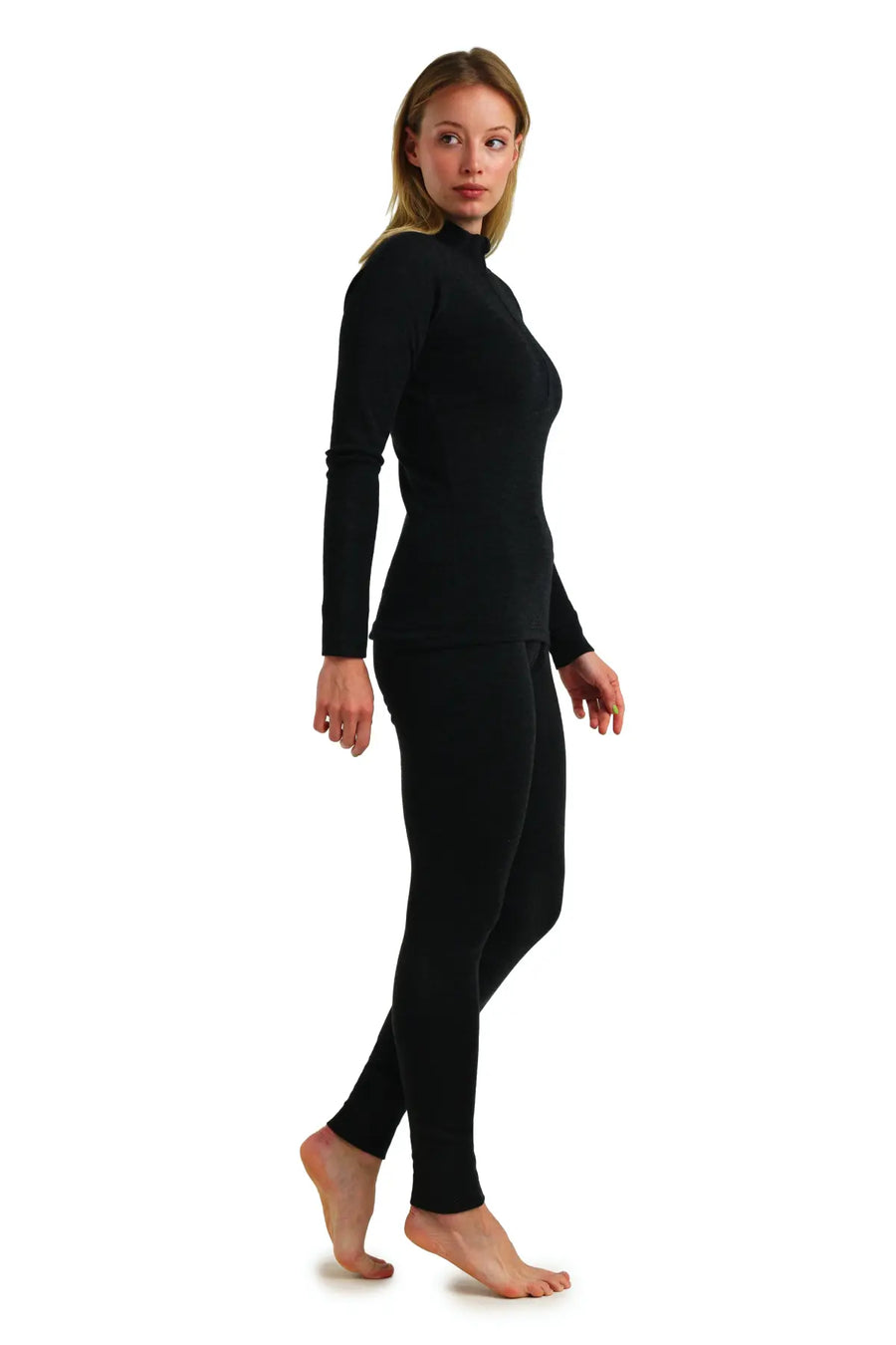 Women's Merino Thermal Set 320 Charcoal Grey Zip-Up