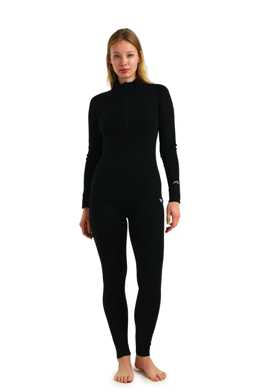 Ensemble thermique Mérinos femme 320, noir, à fermeture éclair