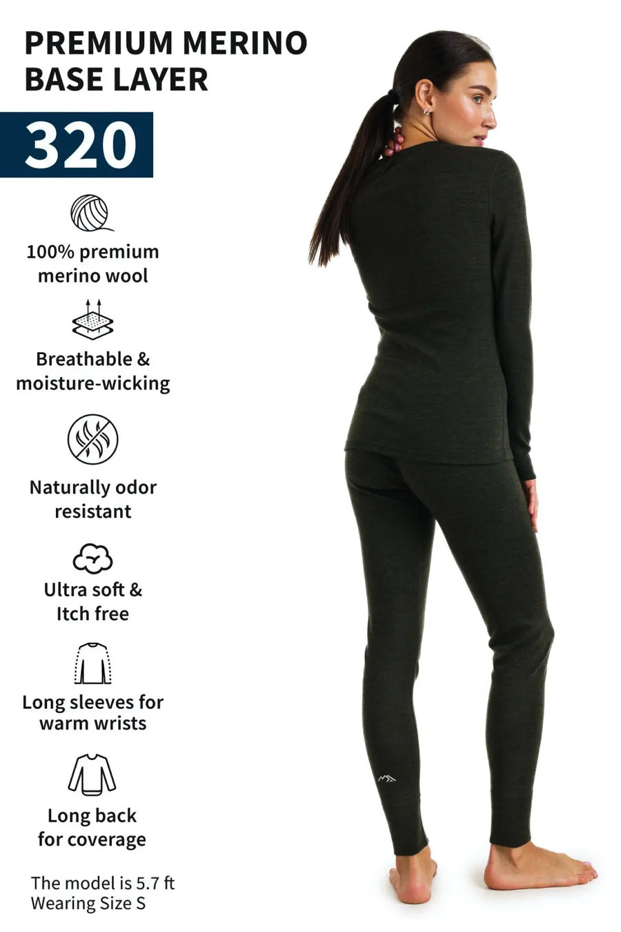 Women's Merino Thermal Set 320 Army Green