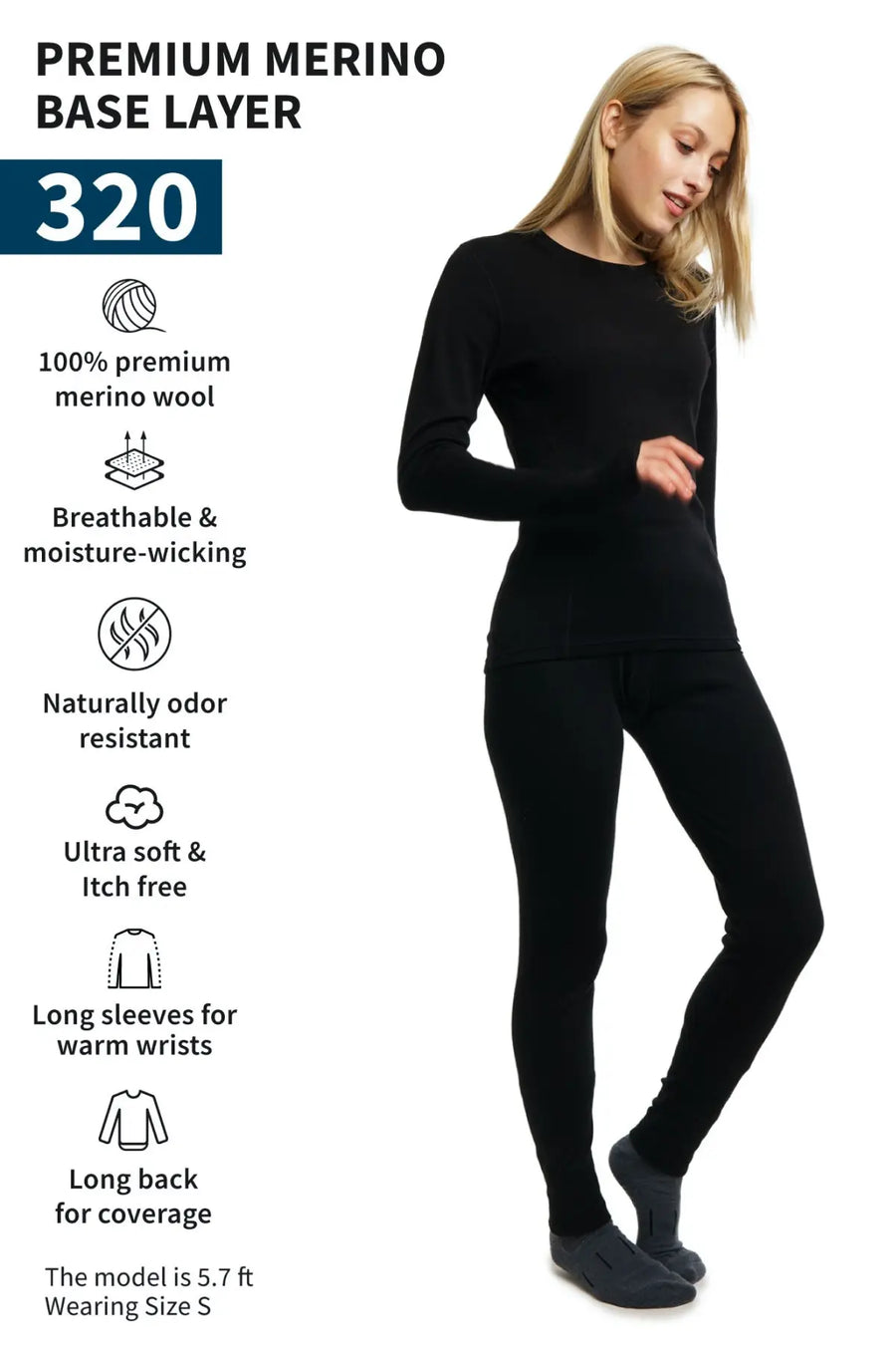 Women's Merino Thermal Set 320 Black