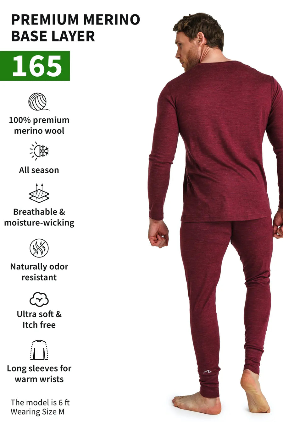 Men's Merino Thermal Set 165 Burgundy
