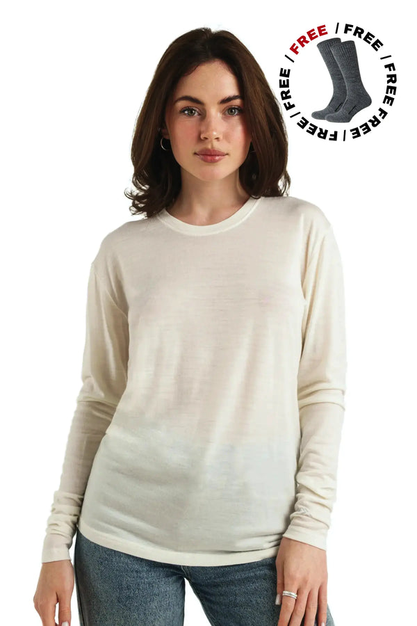 Women's Merino Long Sleeve 165 Cream White