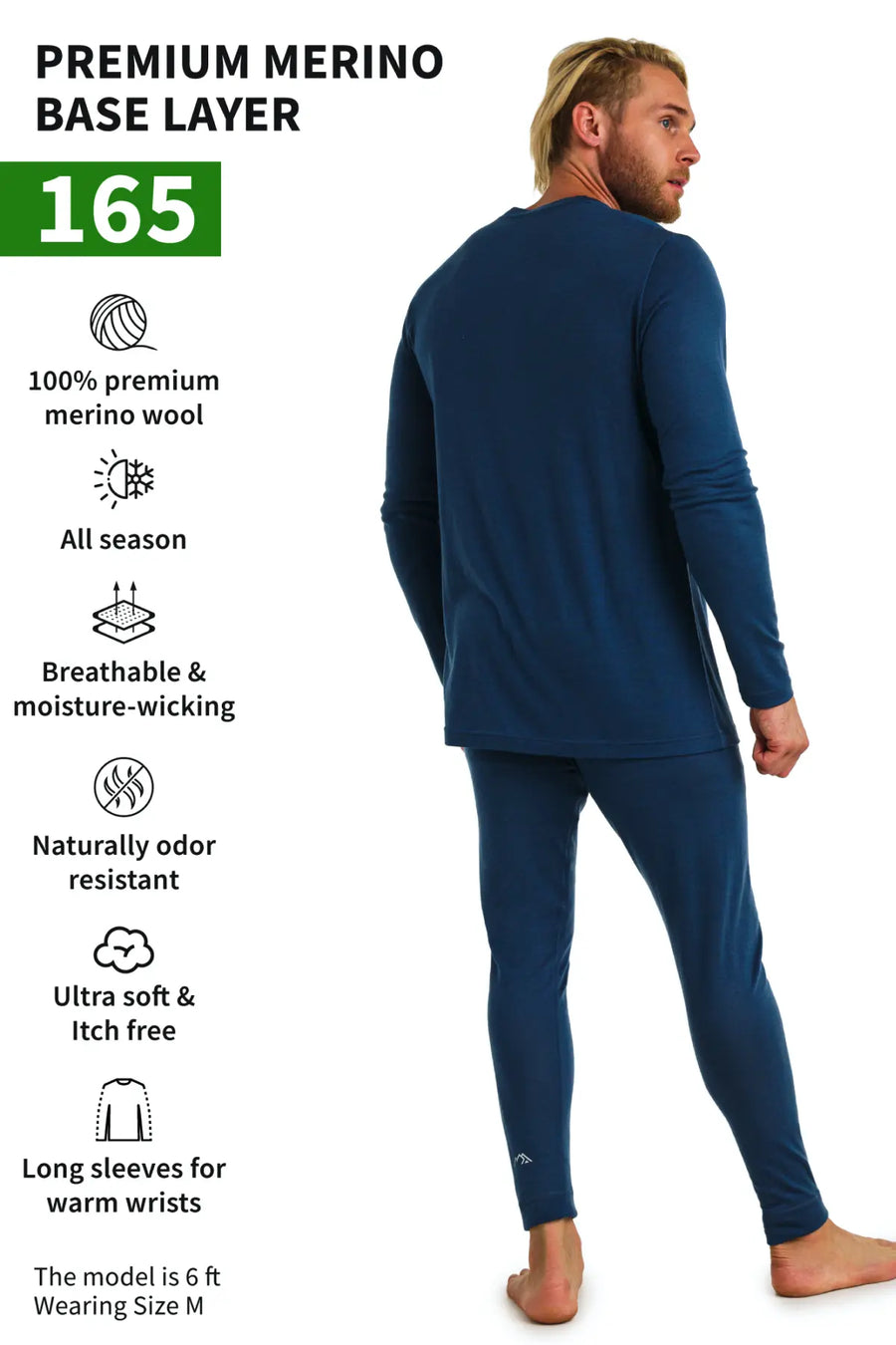 Men's Merino Thermal Set 165 Denim Blue