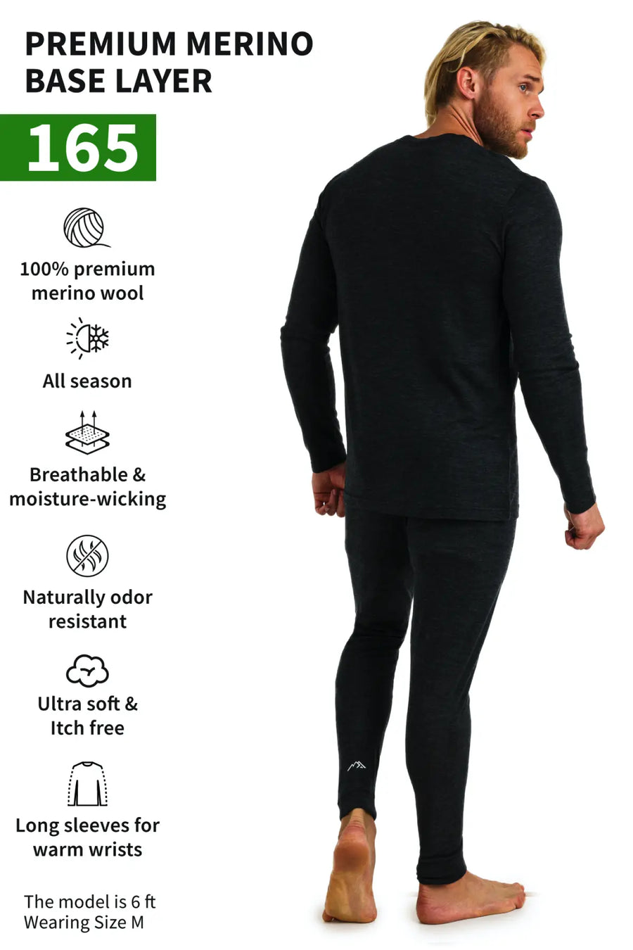 Men's Merino Thermal Set 165 Charcoal Grey