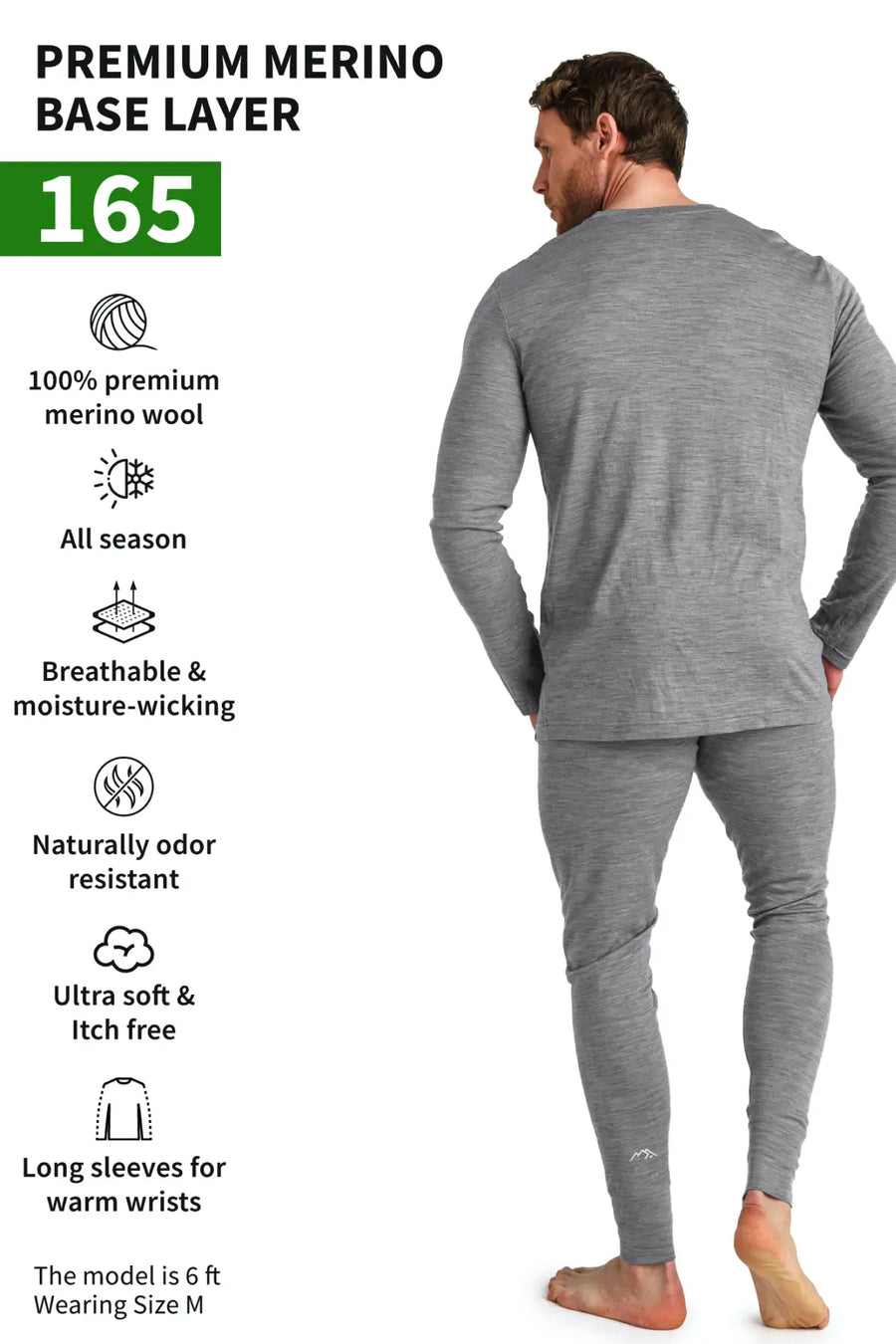 Men's Merino Thermal Set 165 Heathered Grey