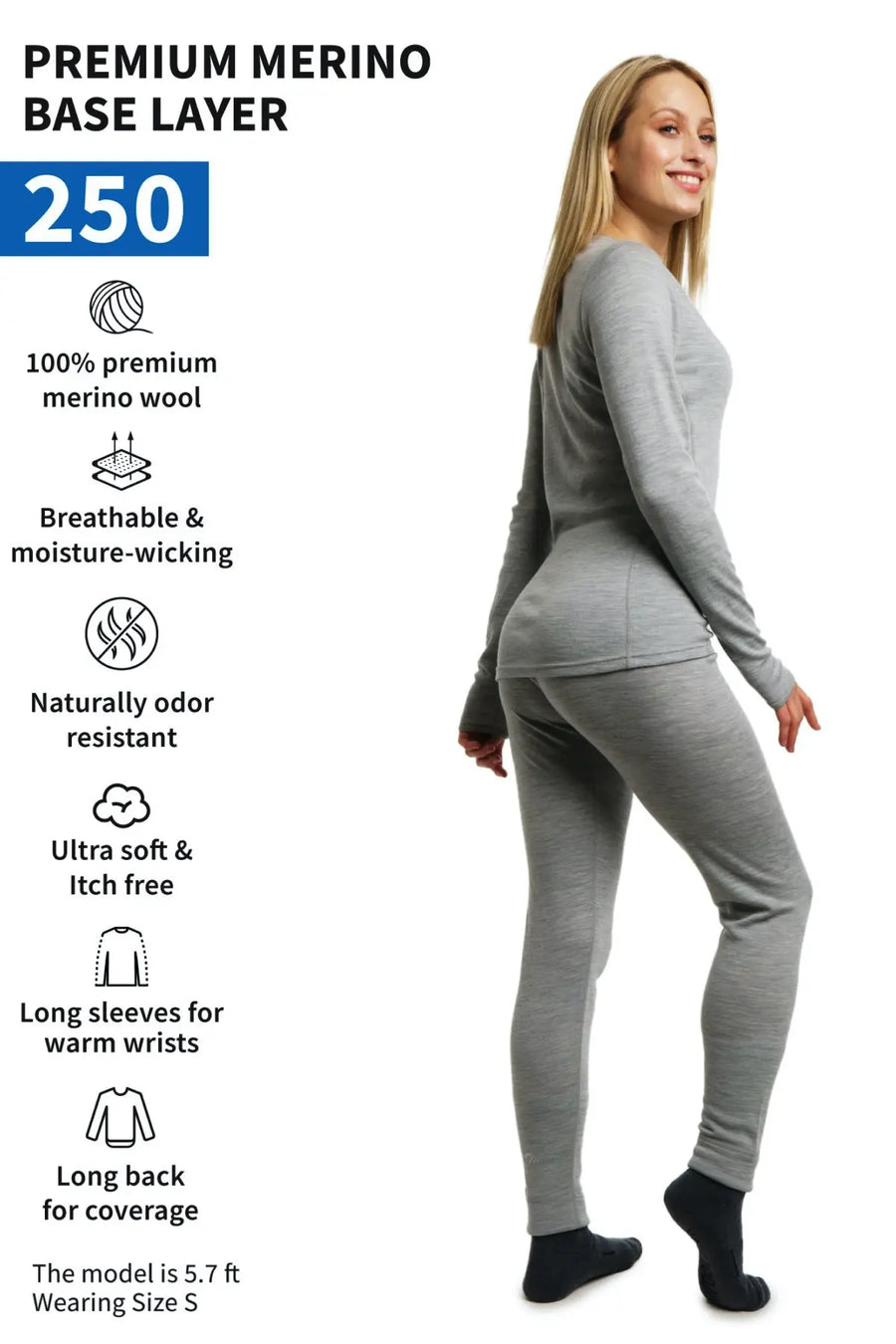 Women's Merino Thermal Set 250 Gray Heather