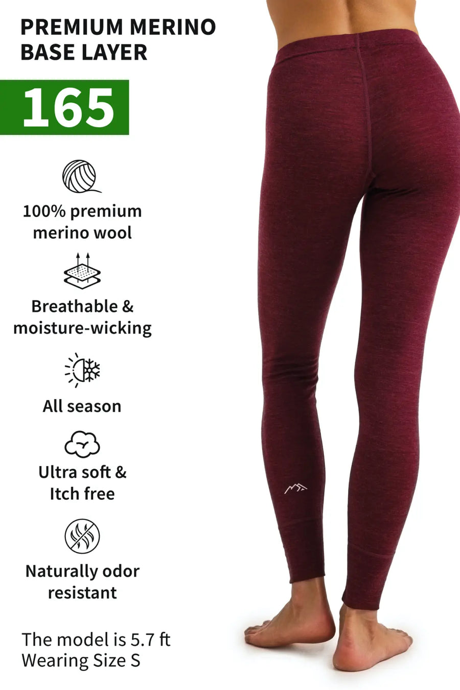 Women's Merino Pants 165 Burgundy