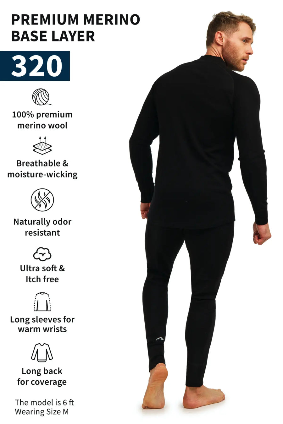Men's Merino Thermal Set Zip 320 Charcoal Grey