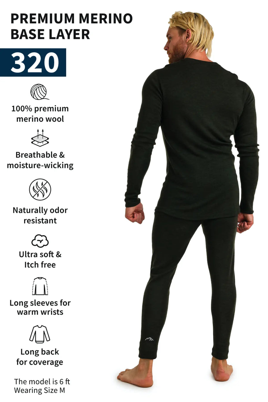 Men's Merino Thermal Set 320 Army Green