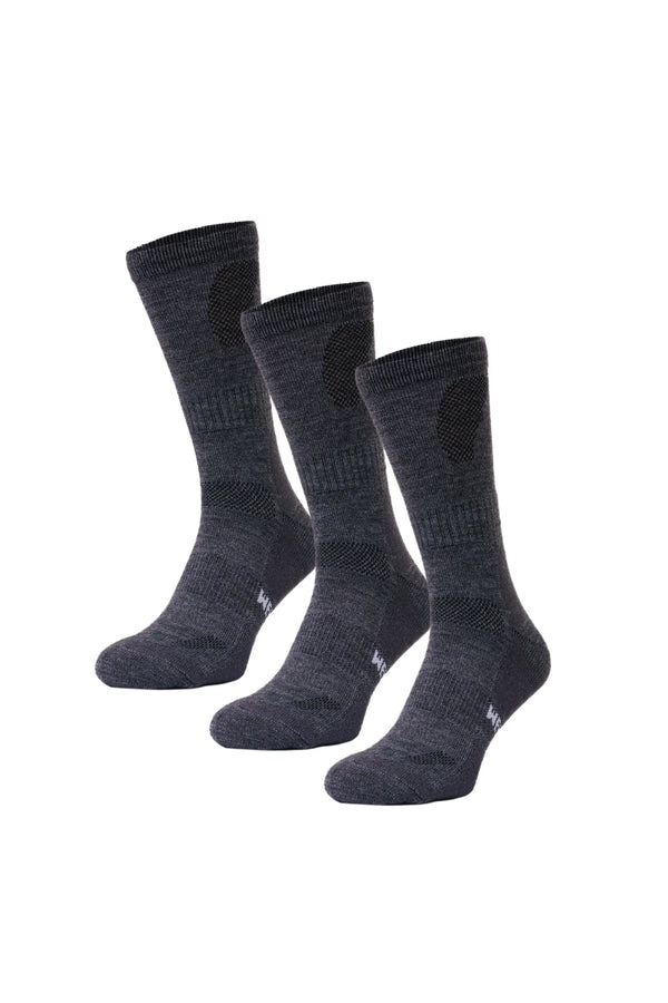 Merino Wool Hiking Socks - (Pack of 3) Charcoal