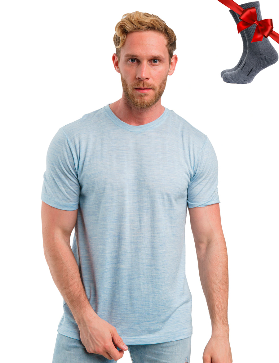 Men's Merino T-shirt 180 Arctic Blue (+socks)