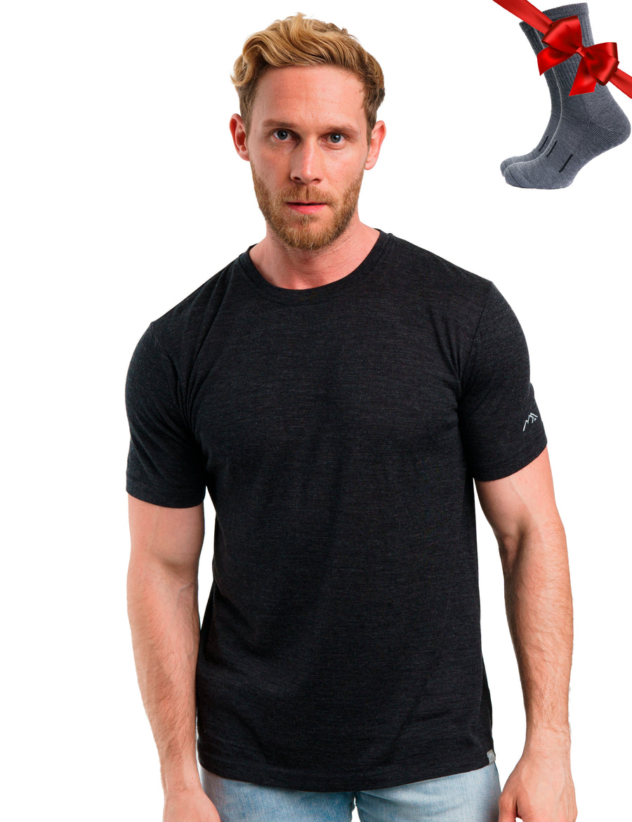 Men's Merino T-shirt 180 Charcoal Grey (+socks)