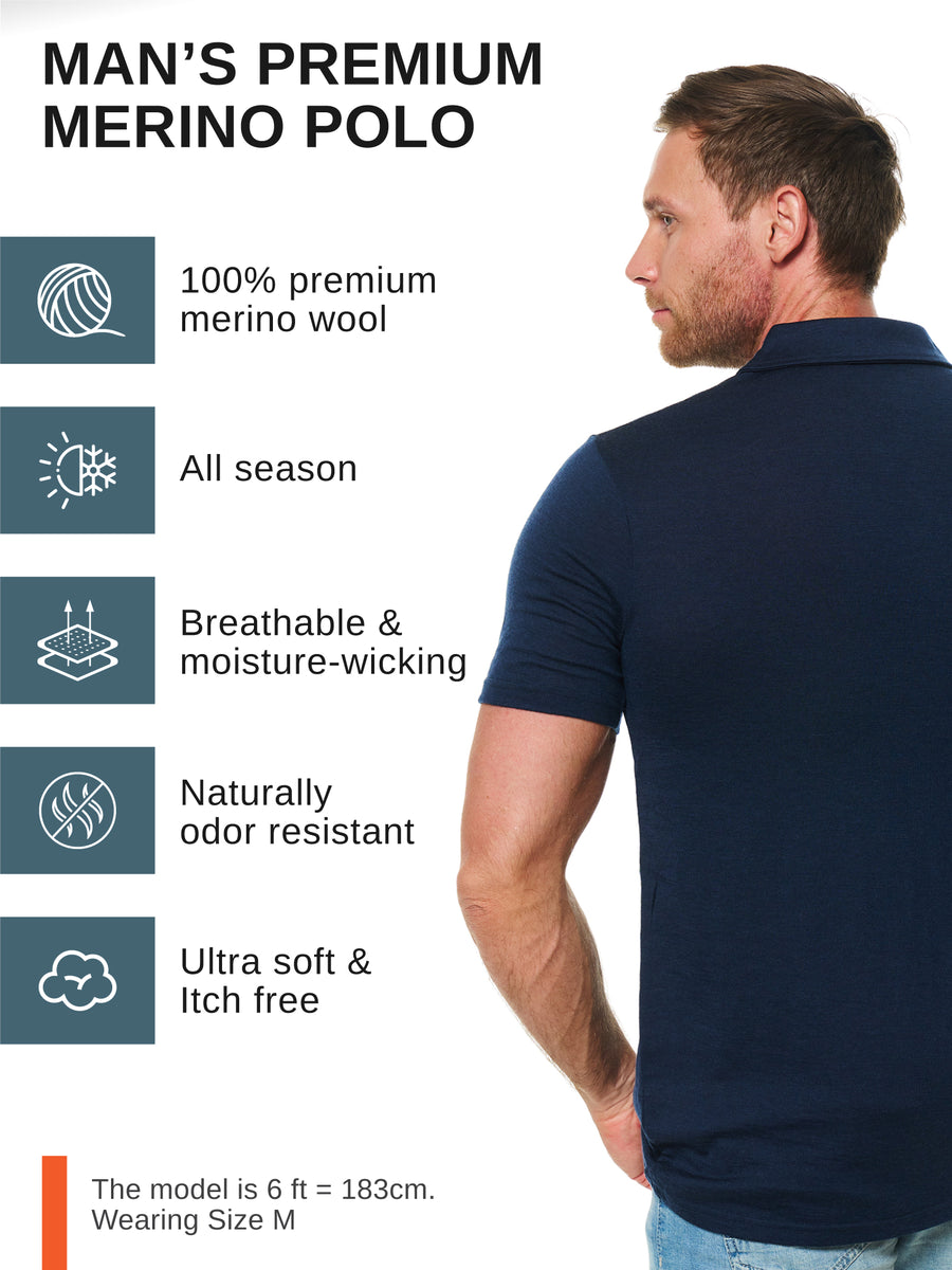 Men's Merino Polo 180 Midnight Navy