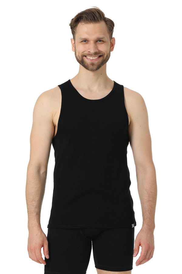 Men's Merino Wool Tank A-Shirt 180 Black