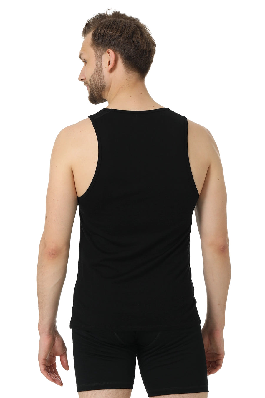 Men's Merino Wool Tank A-Shirt 180 Black