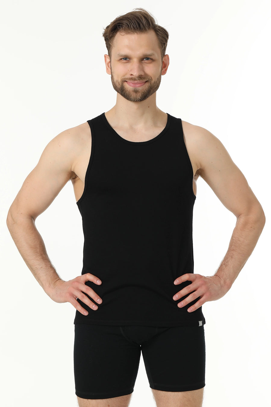 Men's Merino Wool Tank A-Shirt 180 Black