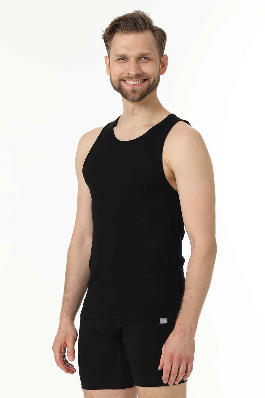 Men's Merino Wool Tank A-Shirt 180 Black