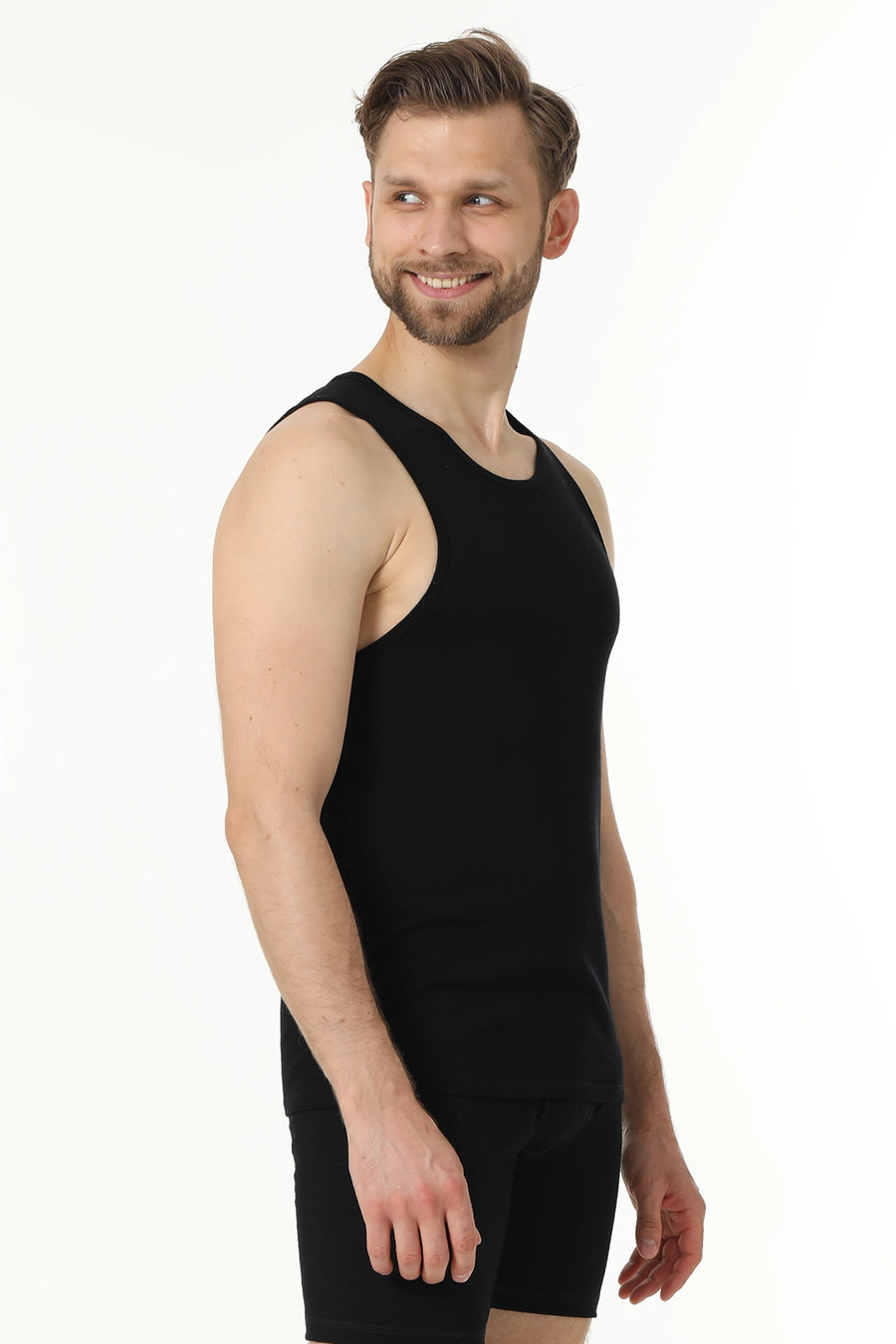 Men's Merino Wool Tank A-Shirt 180 Black