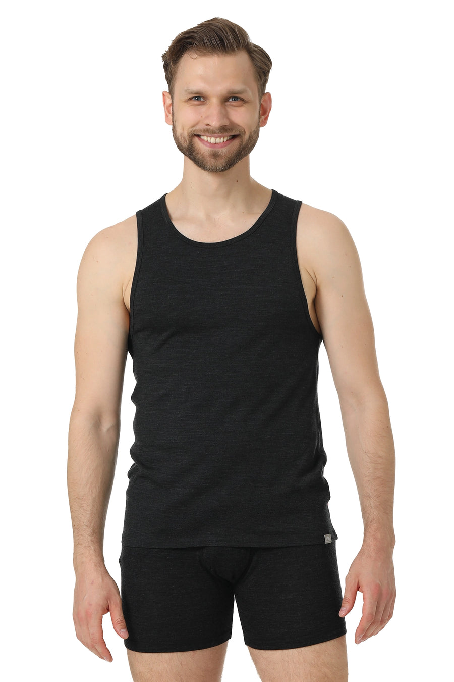 Men's Merino Wool Tank A-Shirt 180 Charcoal Grey