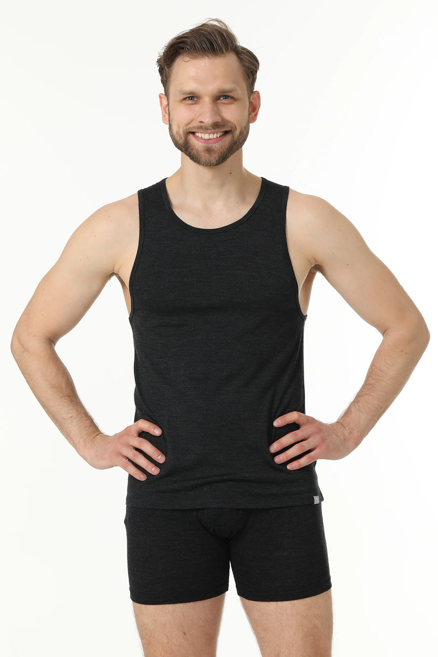 Men's Merino Wool Tank A-Shirt 180 Charcoal Grey