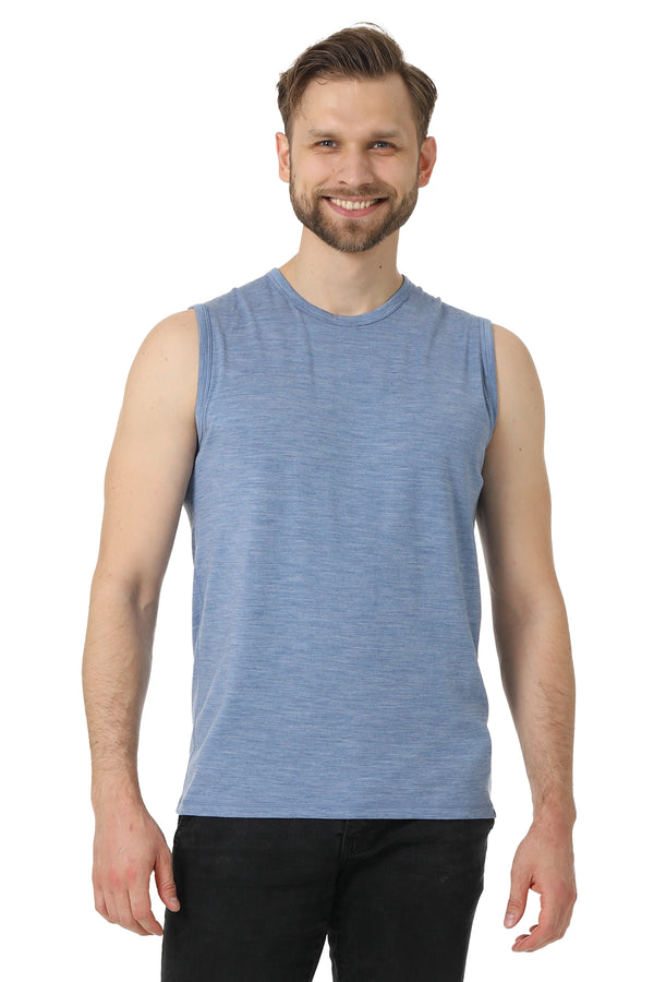 Men's Merino Wool Tank Top 180 Deep Blue