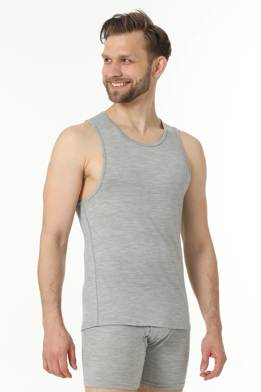 Men's Merino Wool Tank A-Shirt 180 Heather Grey