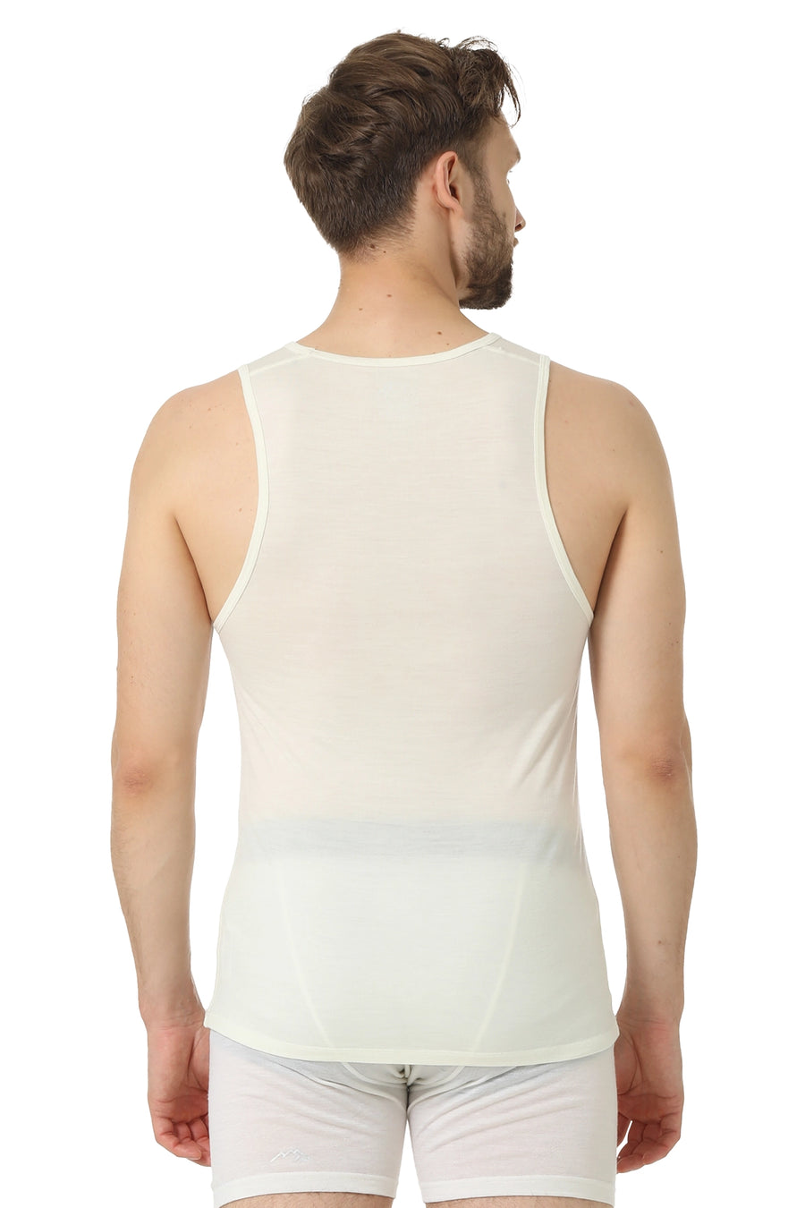 Men's Merino Wool Tank A-Shirt 180 White Creamy