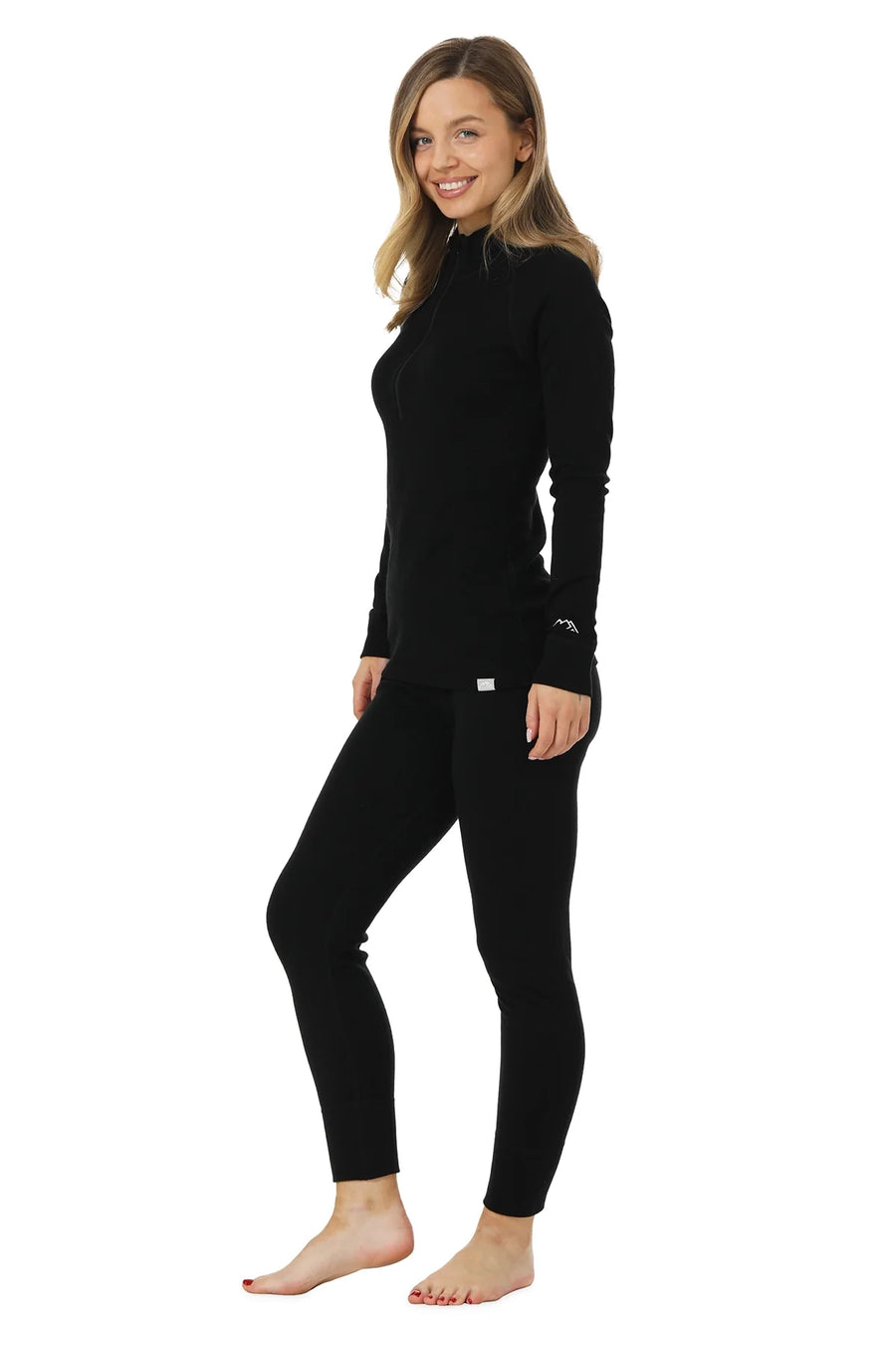 Ensemble thermique mérinos 250 noir à fermeture éclair pour femme