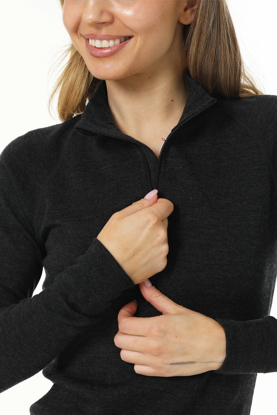 Ensemble thermique Mérinos femme 250 gris anthracite zippé