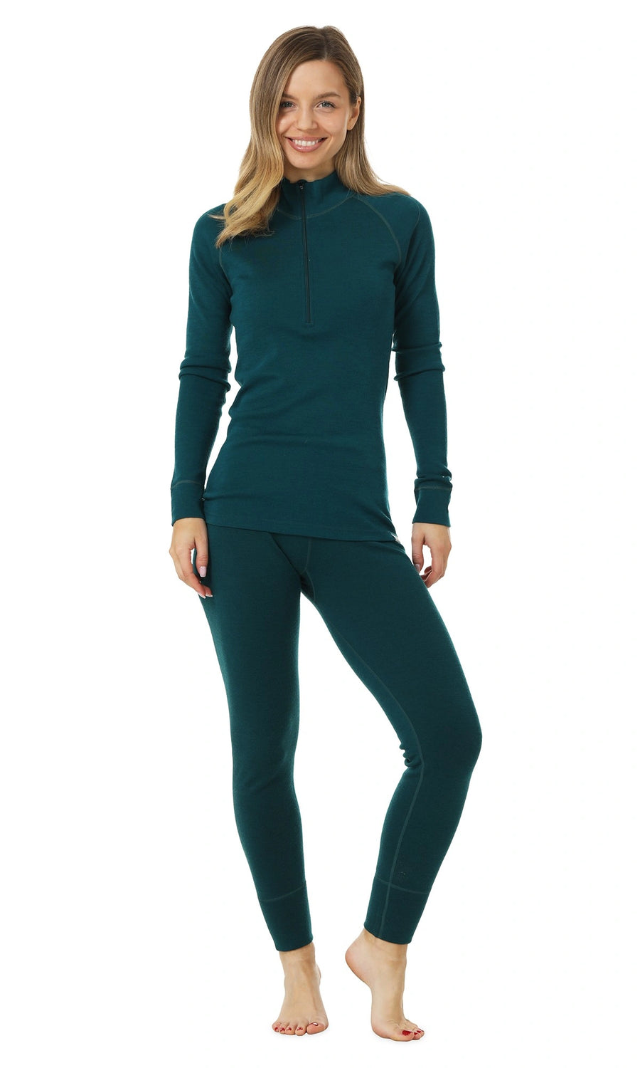 Ensemble thermique mérinos 250 Deep Teal à fermeture éclair pour femme