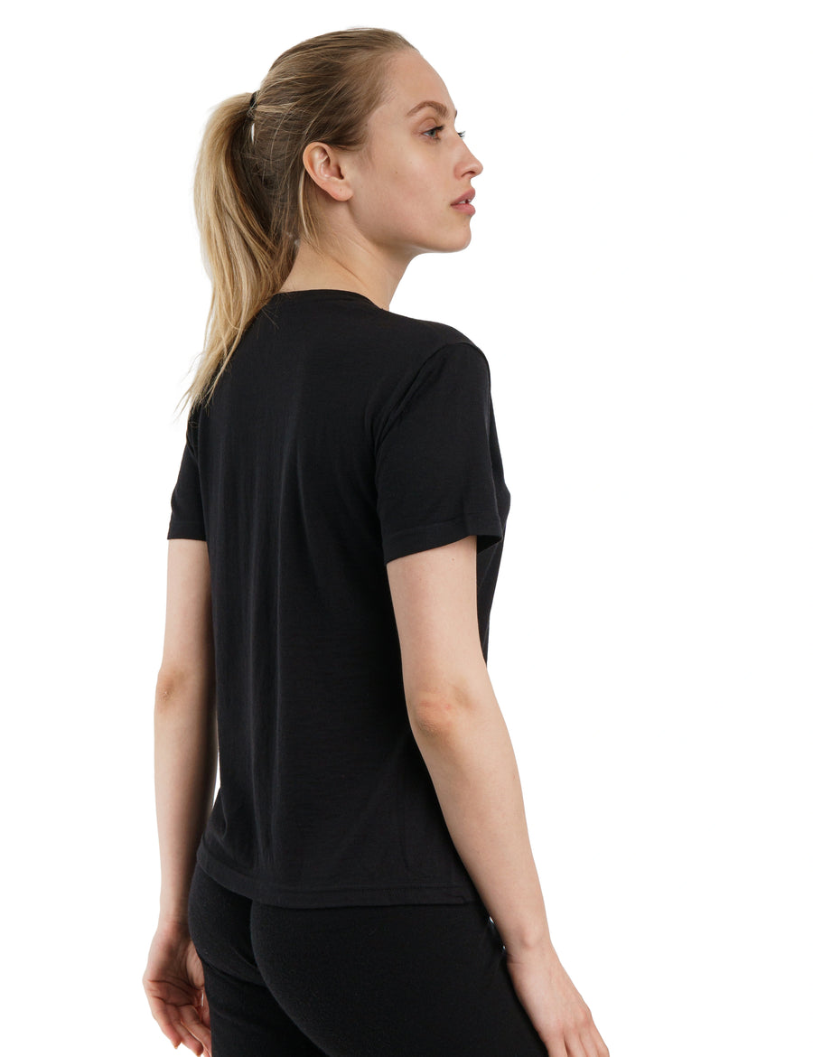 Women's Merino T-shirt 180 Black | Crewneck (+socks)