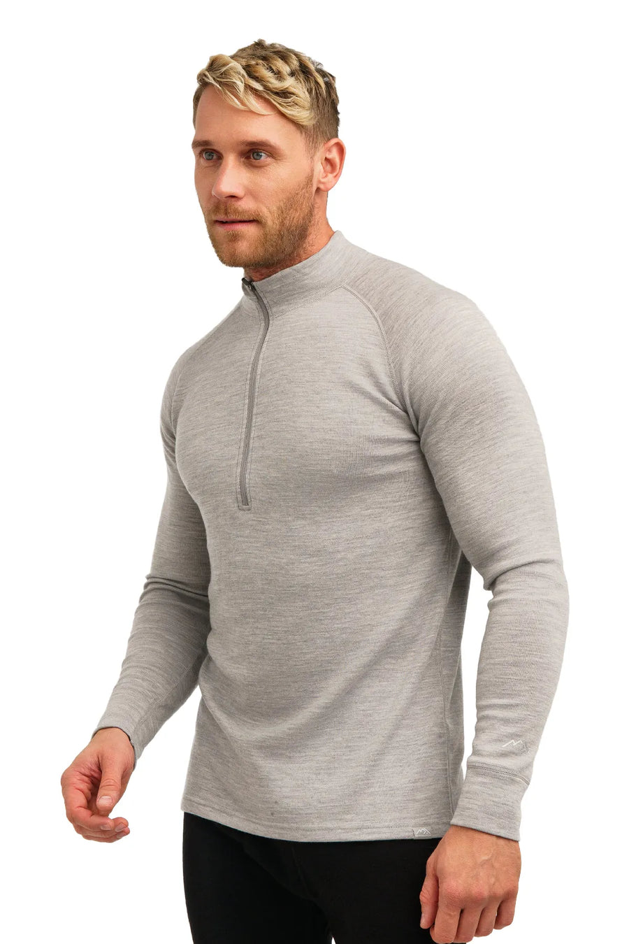 Men's Merino Half Zip Long Sleeve 320 Melange Grey