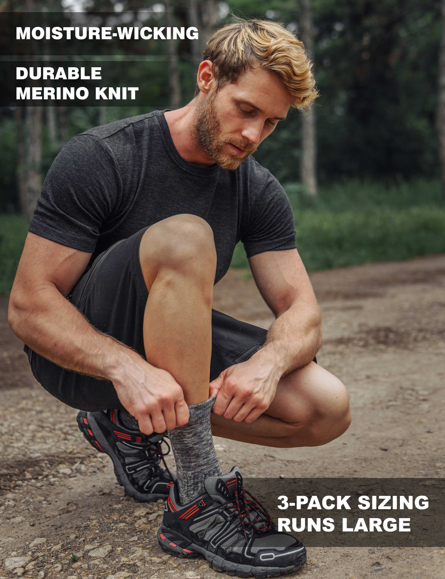 Merino Wool Hiking Socks - (Pack of 3) Dark Green