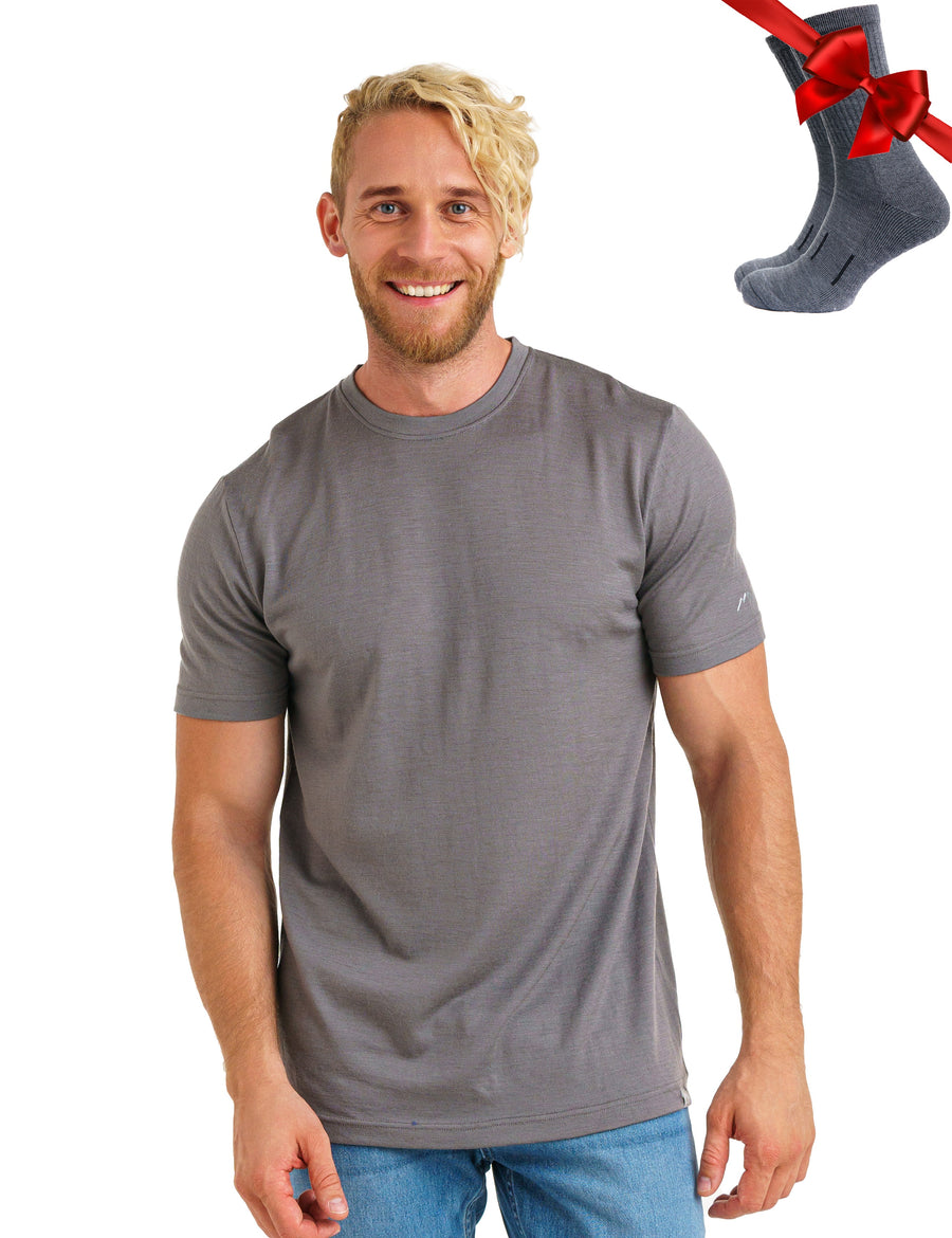 Men's Merino T-shirt 180 Perfect Gray (+socks)