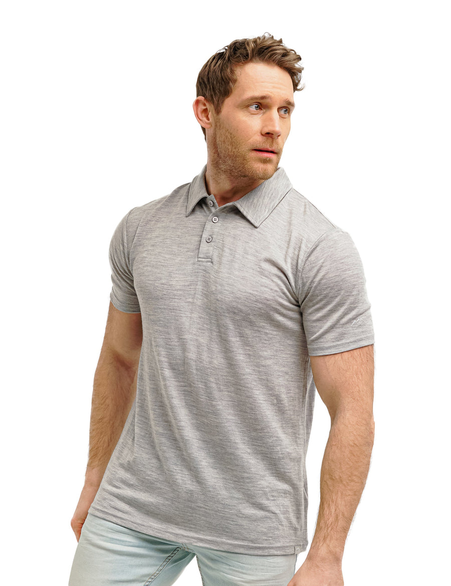 Men's Merino Polo 180 Heathered Grey
