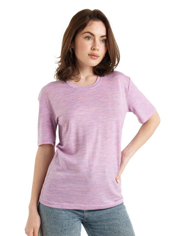 Women's Merino T-shirt 180 Heather Lilac | Crewneck