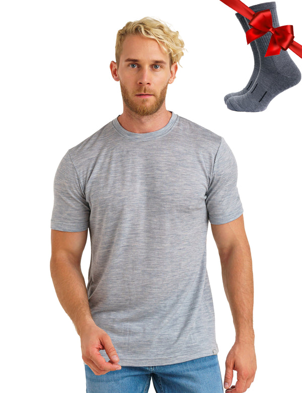 Men's Merino T-shirt 180 Melange Grey (+socks)