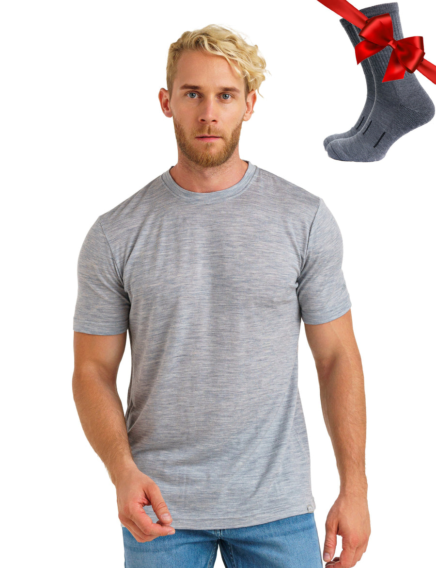 Men's Merino T-shirt 180 Melange Grey (+socks)