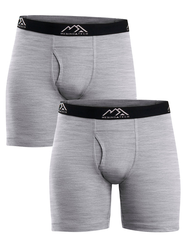 Men's Merino Boxers 190 Heathered Grey (2 Pack)