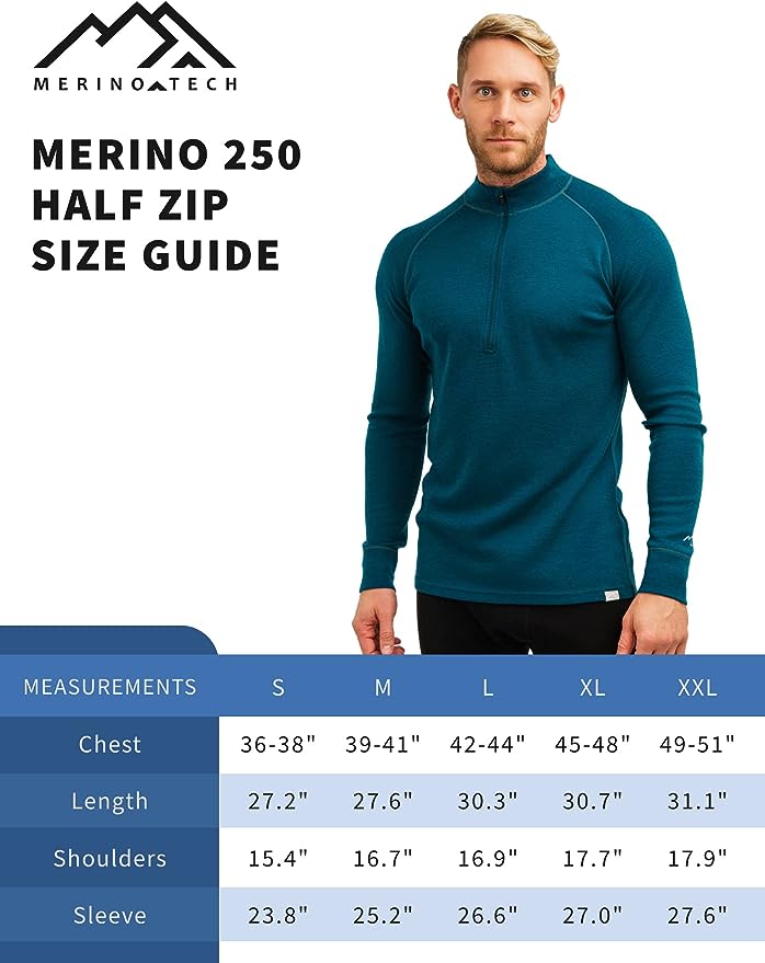 Men's Merino Half Zip Long Sleeve 250 Charcoal Gray