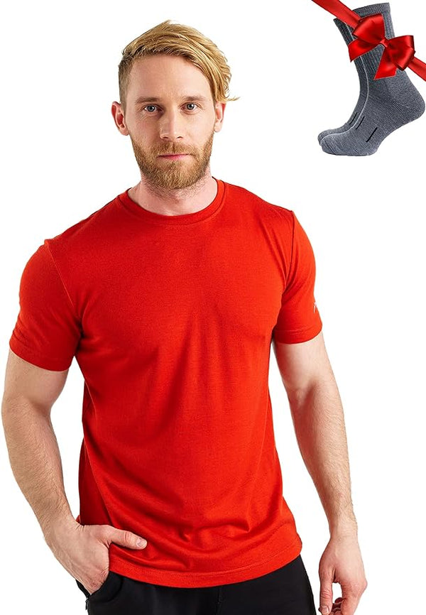 Men's Merino T-shirt 180 Red (+socks)