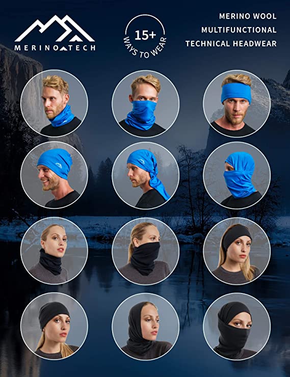 Merino Neck Gaiter Charcoal (Pack of 2)