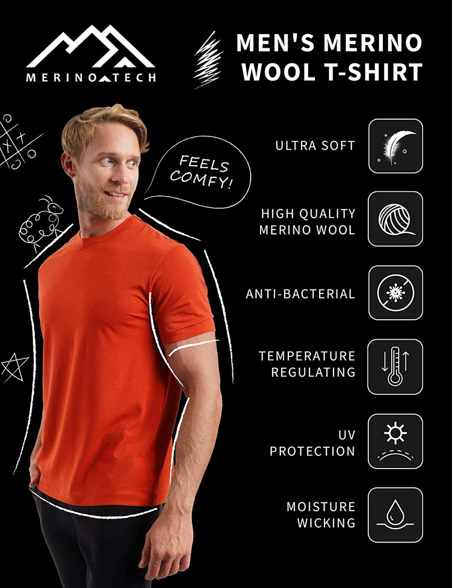 Men's Merino T-shirt 180 Bordo