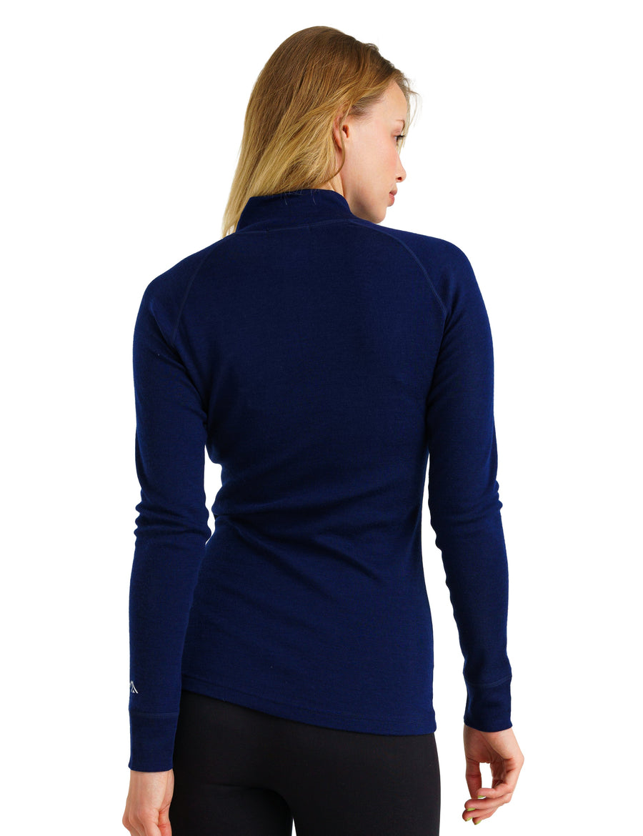 Demi-zip mérinos femme 250 marine