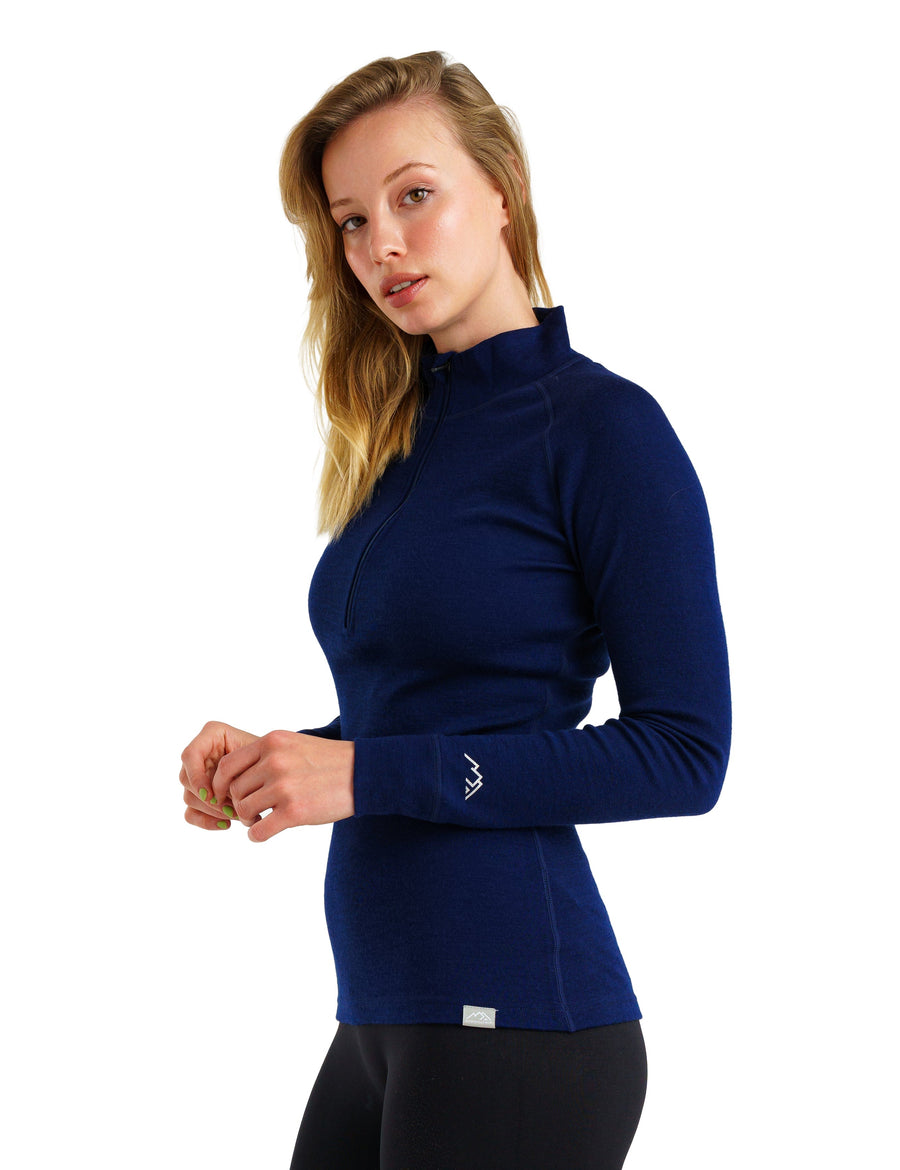 Demi-zip mérinos femme 250 marine