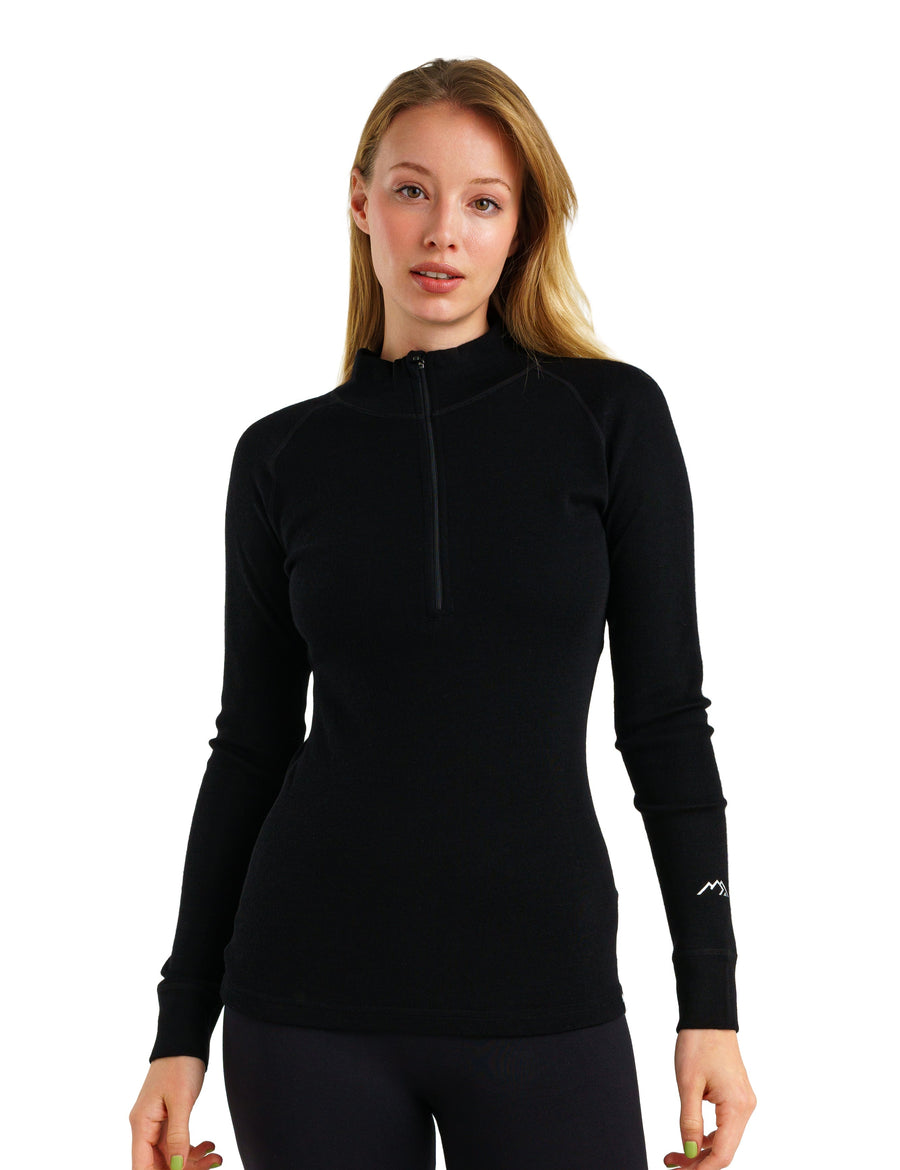 Women's Merino Half Zip Long Sleeve 250 Black