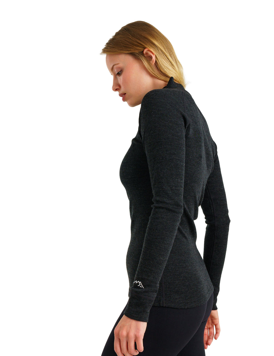 Women's Merino Half Zip Long Sleeve 250 Charcoal Grey